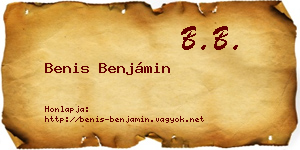 Benis Benjámin névjegykártya