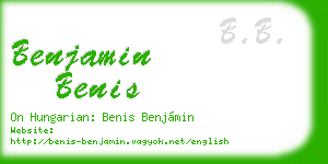 benjamin benis business card